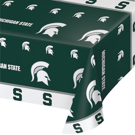 Ncaa 54" x 108" Michigan State University Plastic Tablecloth PK12, 12PK 724716